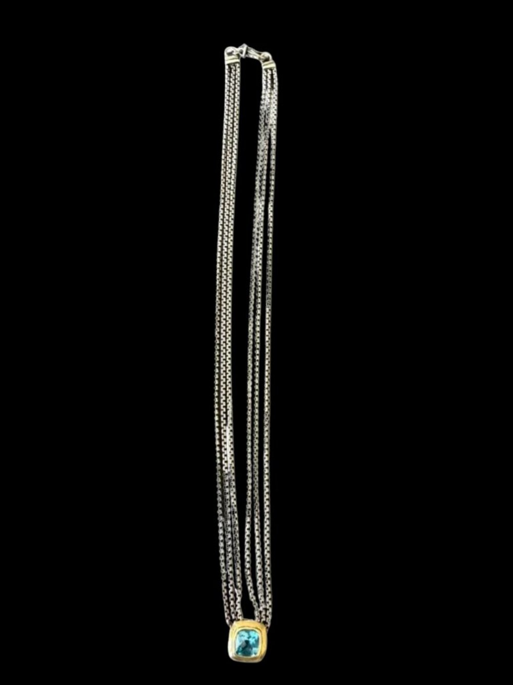 David Yurman Albion Blue Topaz Multi-Strand Necklace Sterling Silver & 18K Gold